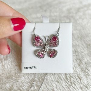 New Butterfly Sterling Silver and Crystal Necklace